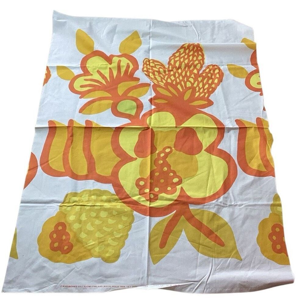 Marimekko Oyj Suomi 1969 Orange Yellow Fabric 1 yard